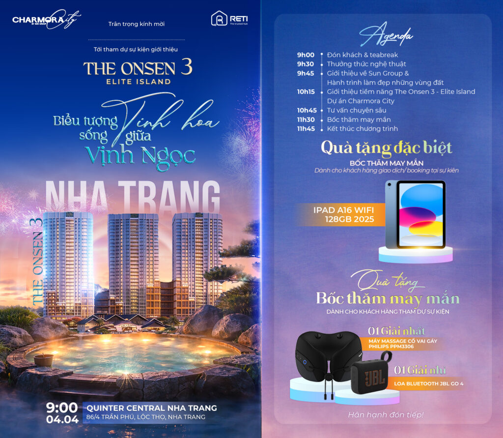 SỰ KIỆN GIỚI THIỆU THE ONSEN 3 – ELITE ISLAND – BIỂU TƯỢNG SỐNG TINH HOA GIỮA VỊNH NGỌC NHA TRANG